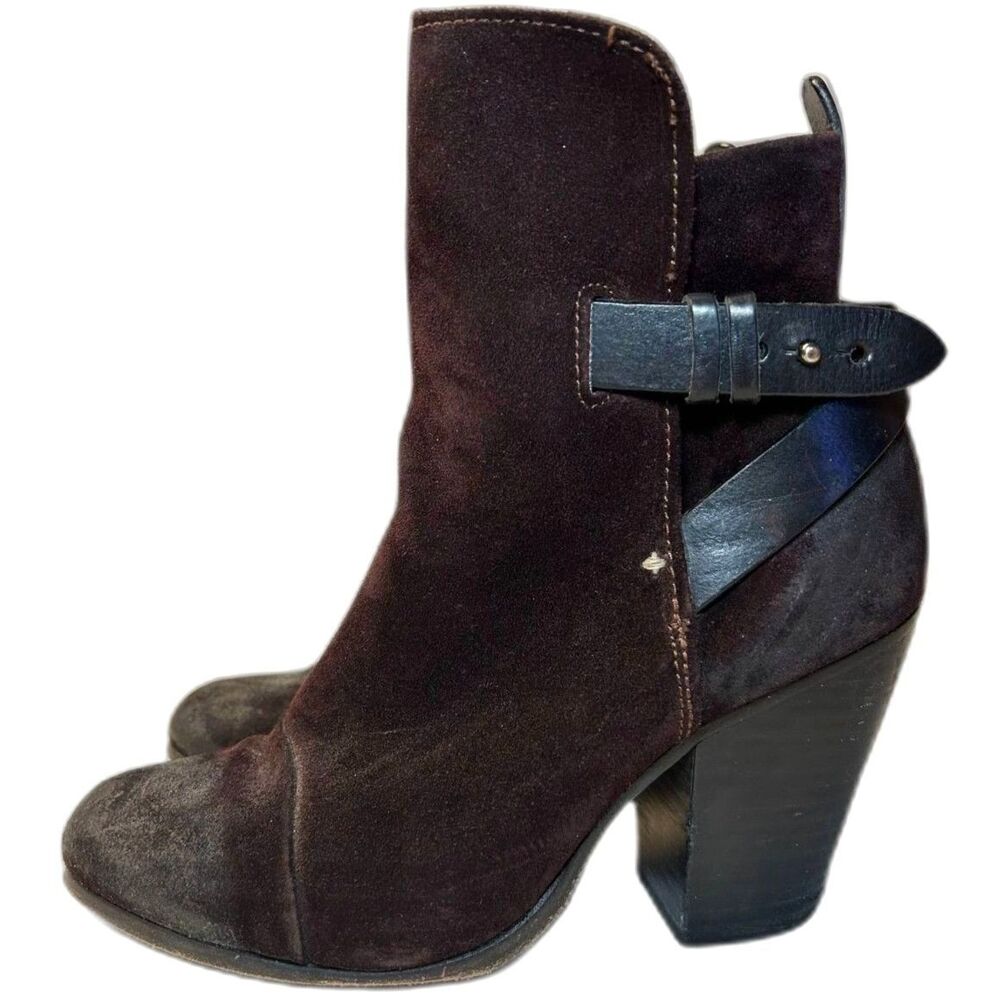 Rag & Bone Burgundy Suede Buckle Ankle Kinsey Boots